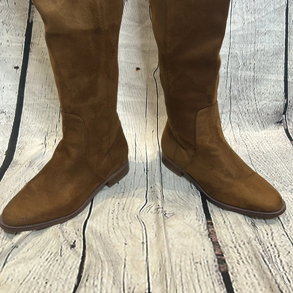 J. Crew Troy Brown Faux Suede Brown Over-the-Knee Boots Size 7.5